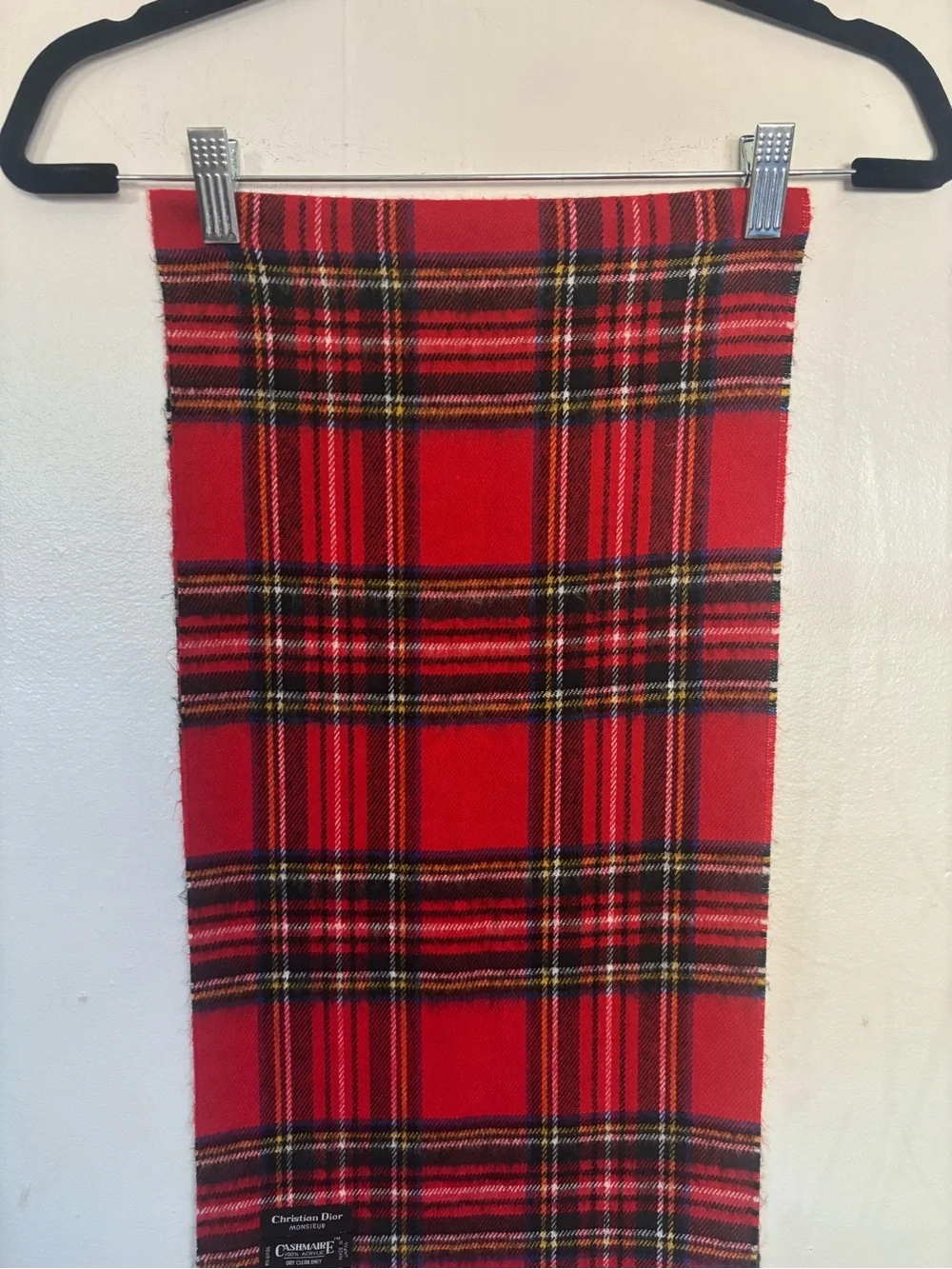 Christian Dior Plaid Cashmaire Acrylic Scarf